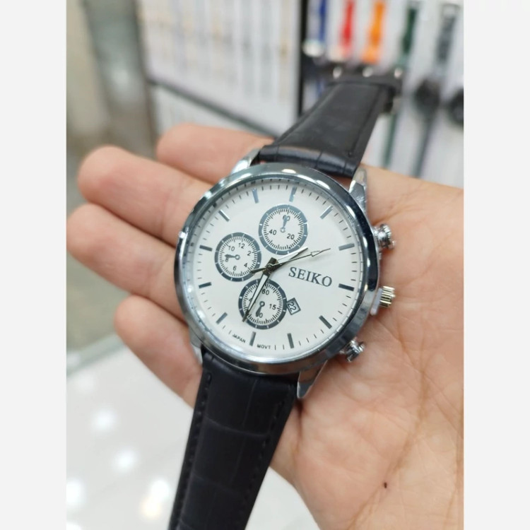 مردانه چرمی برند سیکو SEIKO خوش طرح بند چرم در دو رنگ مشکی و قهوه ای زیبا و خاص برای آقایان