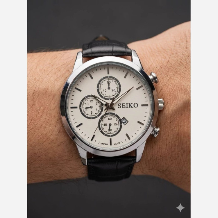 مردانه چرمی برند سیکو SEIKO خوش طرح بند چرم در دو رنگ مشکی و قهوه ای زیبا و خاص برای آقایان
