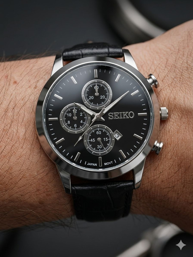 مردانه چرمی برند سیکو SEIKO خوش طرح بند چرم در دو رنگ مشکی و قهوه ای زیبا و خاص برای آقایان