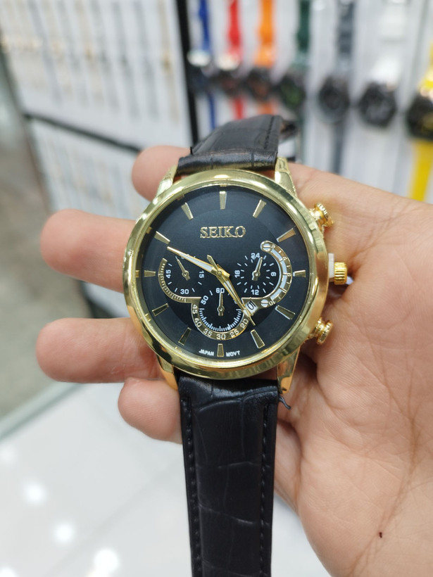 مردانه چرمی برند سیکو SEIKO خوش طرح بند چرم در دو رنگ مشکی و قهوه ای زیبا و خاص برای آقایان