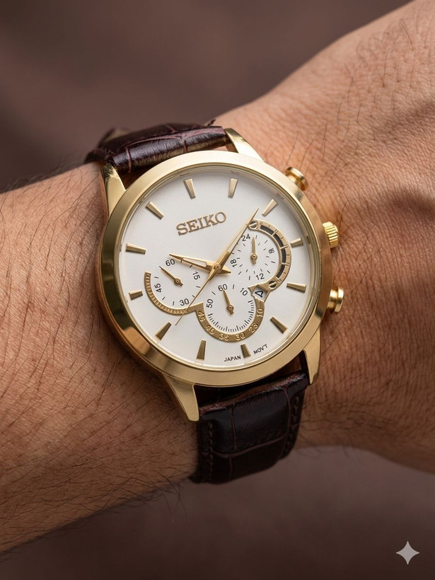 مردانه چرمی برند سیکو SEIKO خوش طرح بند چرم در دو رنگ مشکی و قهوه ای زیبا و خاص برای آقایان