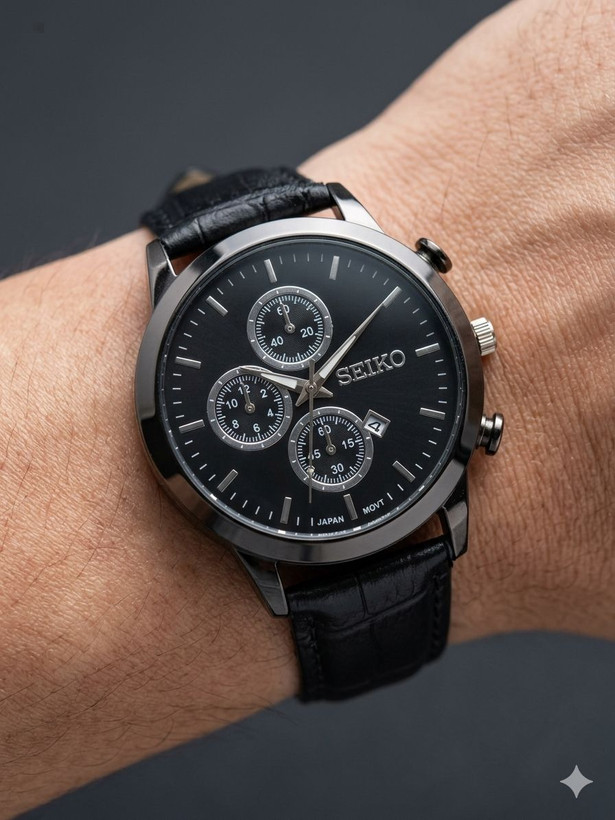 مردانه چرمی برند سیکو SEIKO خوش طرح بند چرم در دو رنگ مشکی و قهوه ای زیبا و خاص برای آقایان